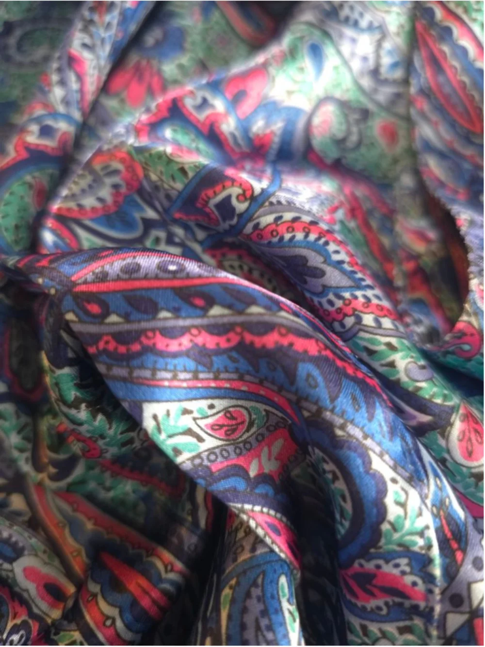 Women's Vintage Coquette VAL MODE Paisley Satin Short Robe M Blue Pink Summer